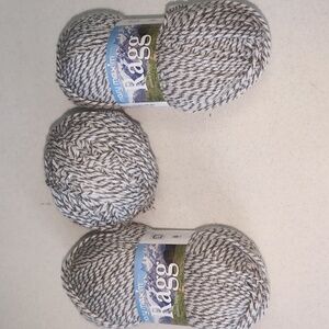 Mary Maxim Ragg Yarn - Gray and White- NEW- Lot Of Three